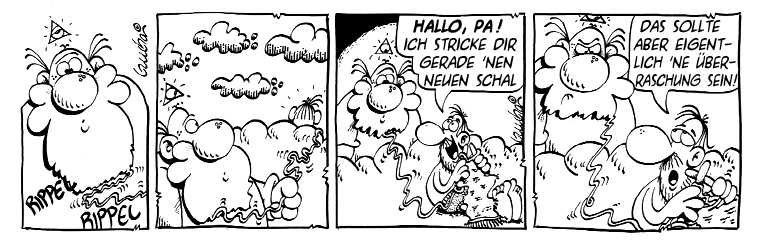 Der neue Schal Jesus strickt einen Schal