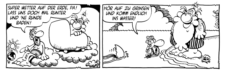 Ein Tag am Meer Gott und Jesus gehen schwimmen